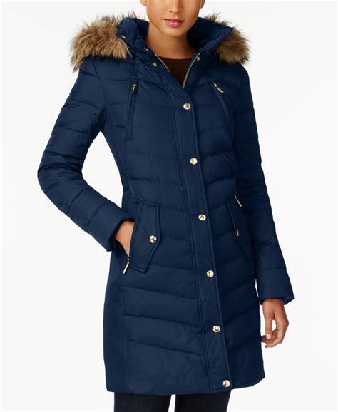 bloomingdale's michael michael kors faux-fur-trim hooded down coat|MICHAEL Michael Kors Faux Fur Trim Coat .